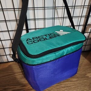 Vibrant Blue and Green Cooler Bag Retro 90s Vintage Bag
